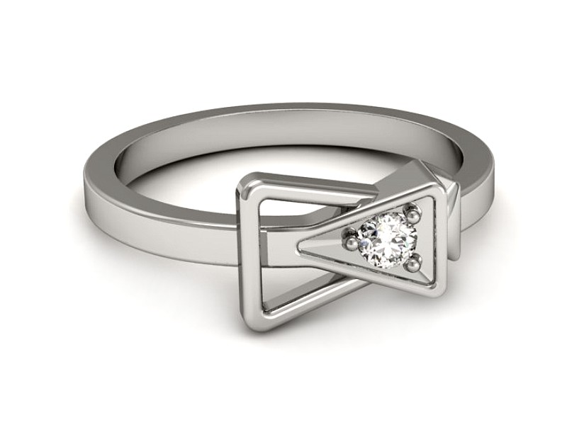 Złoty pierścionek z brylantem białe złoto - p16371b — zdjęcie 2