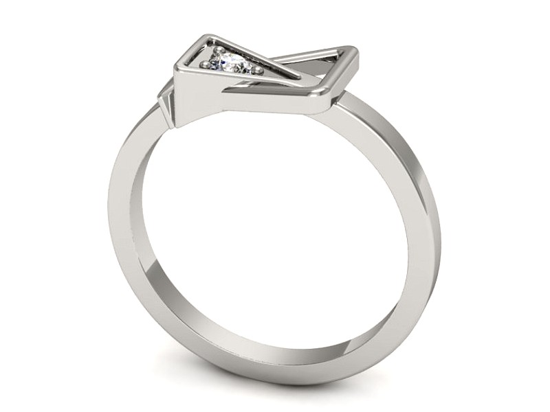 Złoty pierścionek z brylantem białe złoto - p16371b — zdjęcie 3