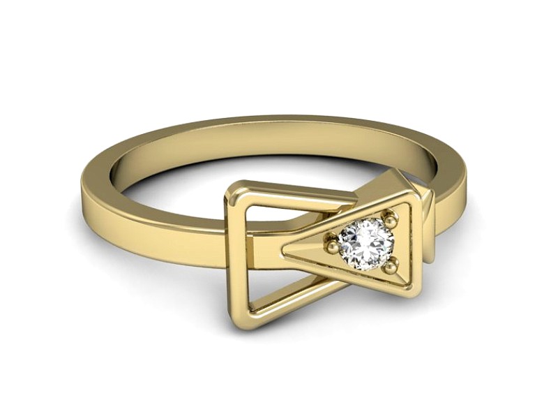 Złoty pierścionek z brylantem żółte złoto - p16371z — zdjęcie 2
