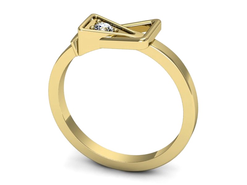 Złoty pierścionek z brylantem żółte złoto - p16371z — zdjęcie 3