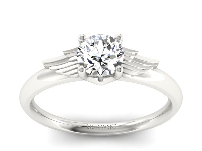 Złoty pierścionek z brylantem białe złoto - p16372b