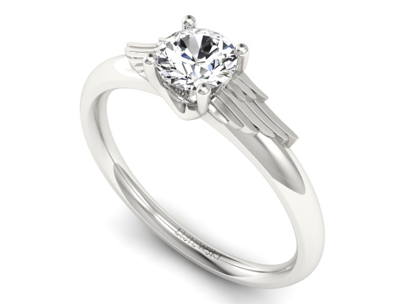 Złoty pierścionek z brylantem białe złoto - p16372b — zdjęcie 3