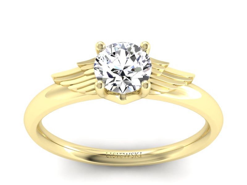 Złoty pierścionek z brylantem żółte złoto - p16372z