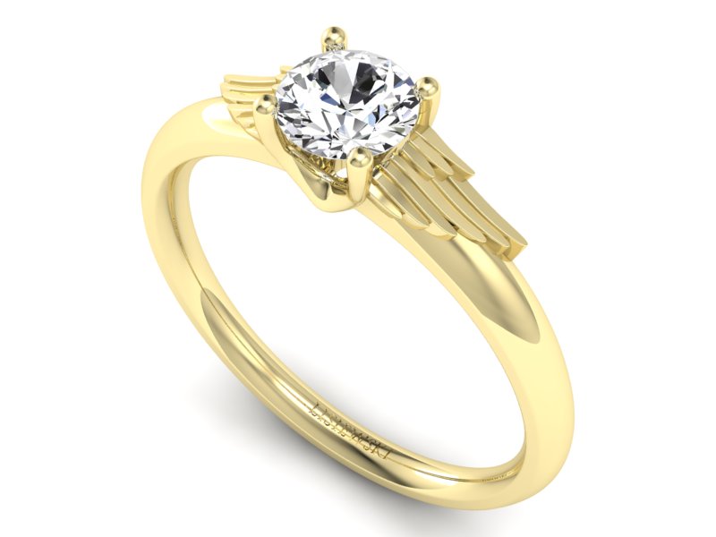 Złoty pierścionek z brylantem żółte złoto - p16372z — zdjęcie 3