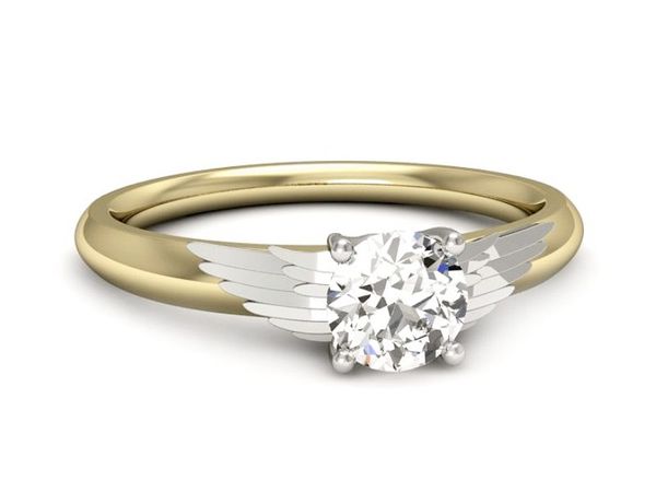 Pierścionek z diamentem żółte i białe złoto 585 - p16372zb