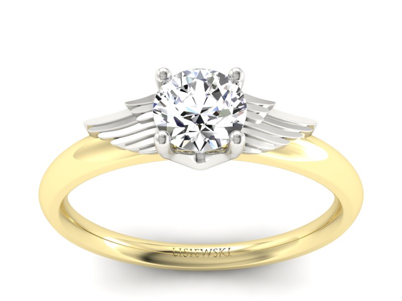 Pierścionek z diamentem żółte i białe złoto - p16372zb