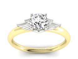 Pierścionek z diamentem żółte i białe złoto 585 - p16372zb