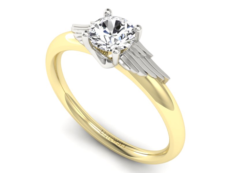 Pierścionek z diamentem żółte i białe złoto - p16372zb — zdjęcie 3