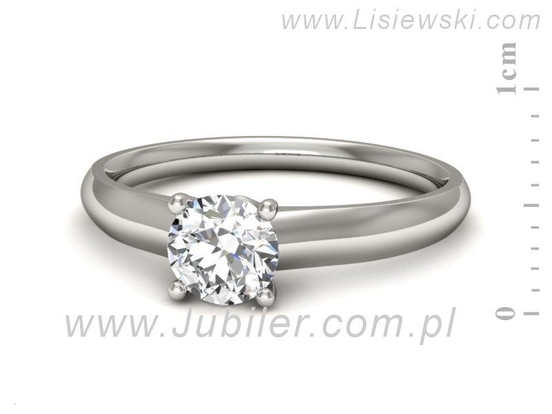 Złoty pierścionek z brylantem białe złoto - p16373b — zdjęcie 2