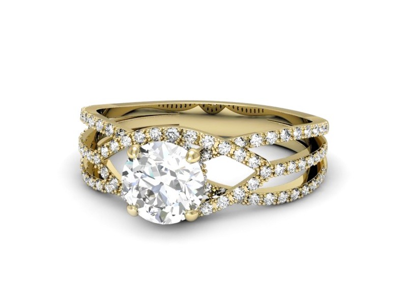 Złoty pierścionek z brylantami żółte złoto - p16374z — zdjęcie 2