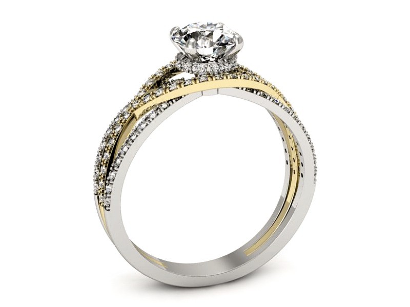 Pierścionek z brylantami białe żółte złoto - p16374zb — zdjęcie 3