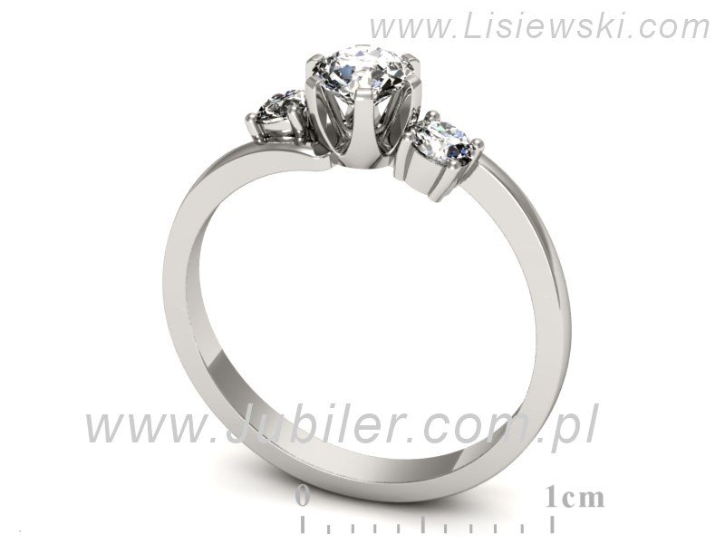 Złoty pierścionek z brylantami białe złoto - p16375b — zdjęcie 3