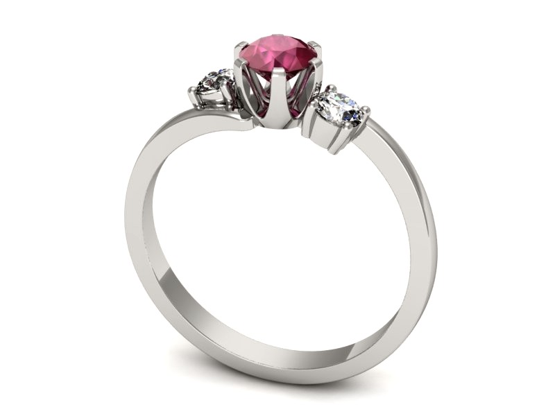 Pierścionek z rubinem i brylantami białe złoto - p16375br — zdjęcie 3