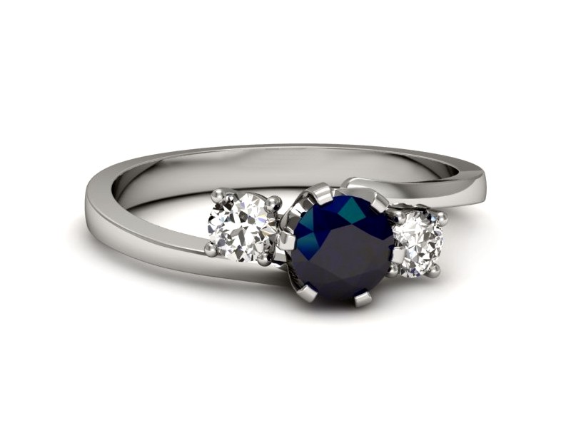 Pierścionek z szafirem i brylantami białe złoto - p16375bsz — zdjęcie 2