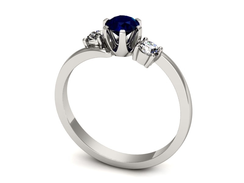 Pierścionek z szafirem i brylantami białe złoto - p16375bsz — zdjęcie 3