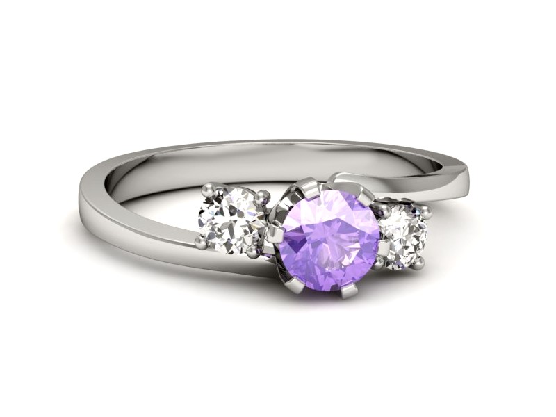 Pierścionek z tanzanitem białe złoto i brylantami - p16375bt — zdjęcie 2