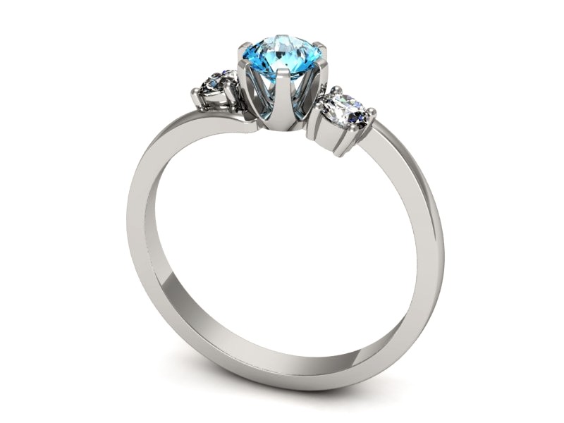 Pierścionek z topazem i brylantami białe złoto - p16375btp — zdjęcie 3