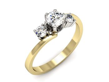 Pierścionek z diamentami żółte i białe złoto 585 - p16375zb - 1