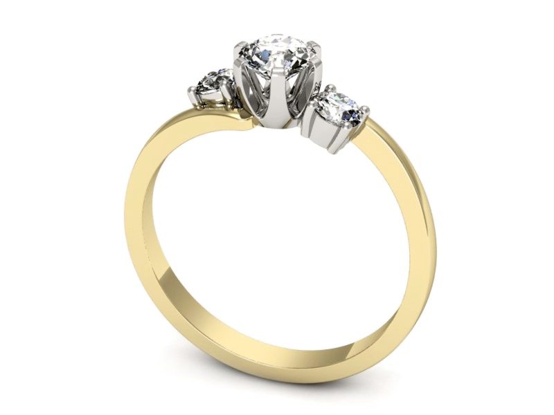 Pierścionek z diamentami żółte i białe złoto - p16375zb — zdjęcie 3