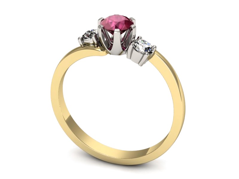Pierścionek z rubinem i diamentami - p16375zbr — zdjęcie 3