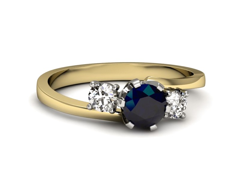 Pierścionek z szafirem i brylantami - p16375zbsz — zdjęcie 2