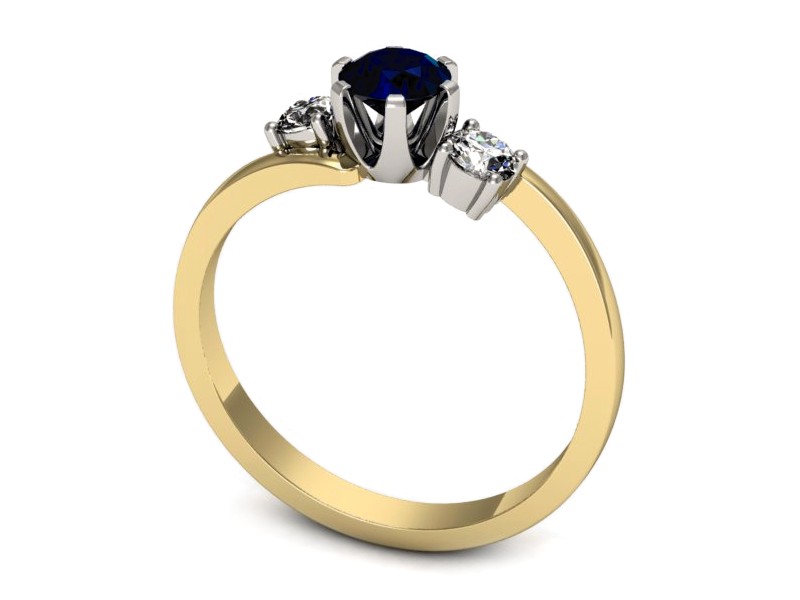 Pierścionek z szafirem i brylantami - p16375zbsz — zdjęcie 3