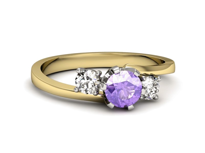 Złoty pierścionek z tanzanitem i brylantami - p16375zbt — zdjęcie 2