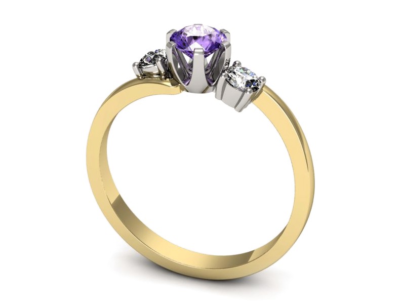 Złoty pierścionek z tanzanitem i brylantami - p16375zbt — zdjęcie 3