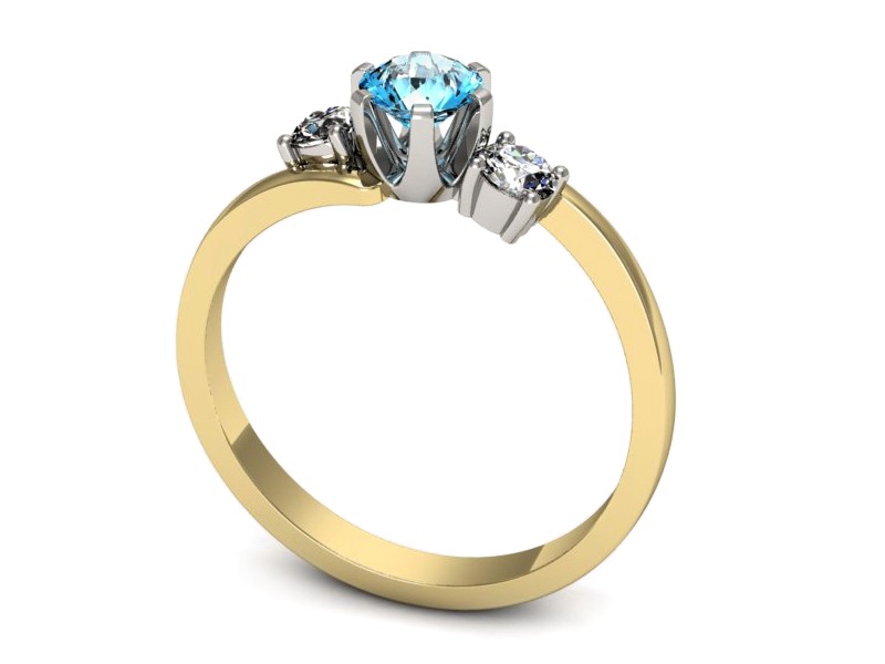 Złoty pierścionek z topazem i brylantami - p16375zbtp — zdjęcie 3