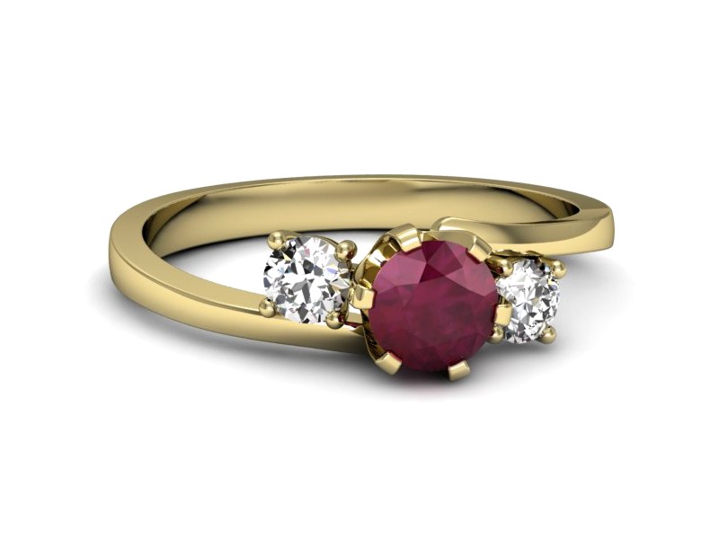 Pierścionek z rubinem i brylantami - p16375zr — zdjęcie 2