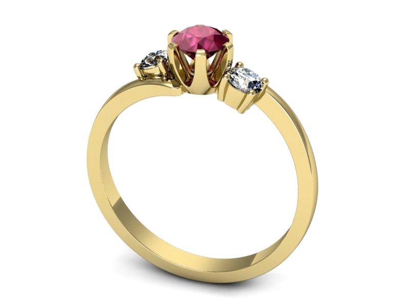 Pierścionek z rubinem i brylantami - p16375zr — zdjęcie 3