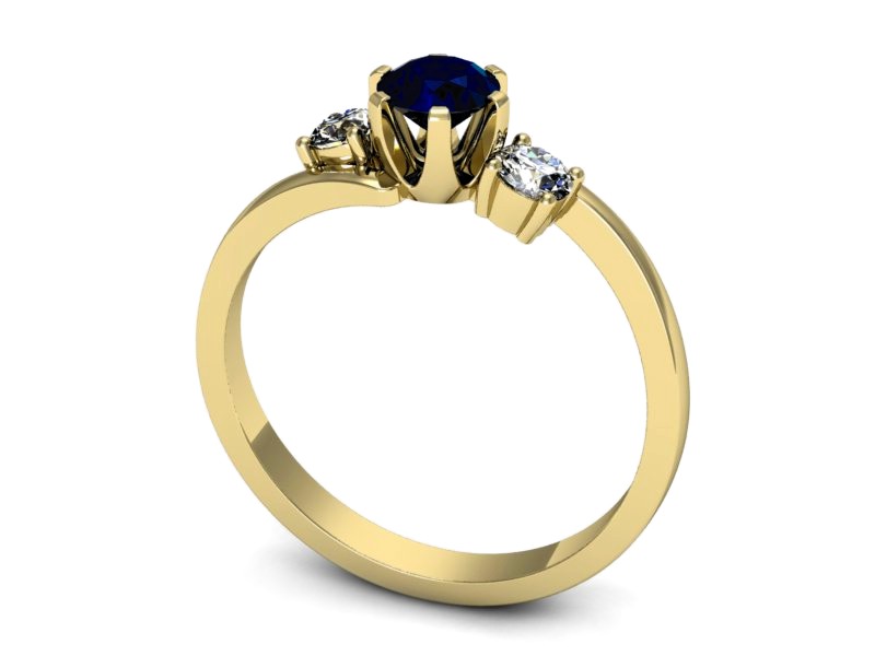Złoty pierścionek z szafirem i brylantami - p16375zsz — zdjęcie 3