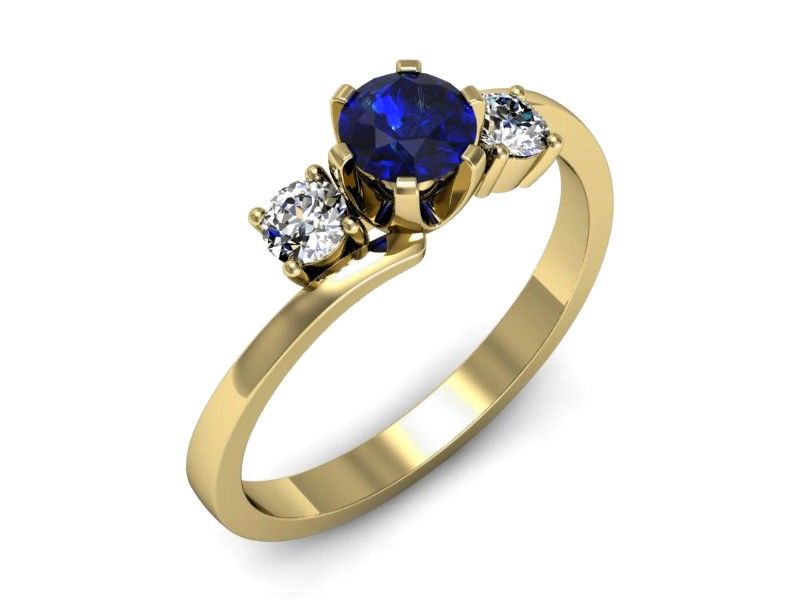 Złoty pierścionek z szafirem i diamentami - p16375zszc - 1