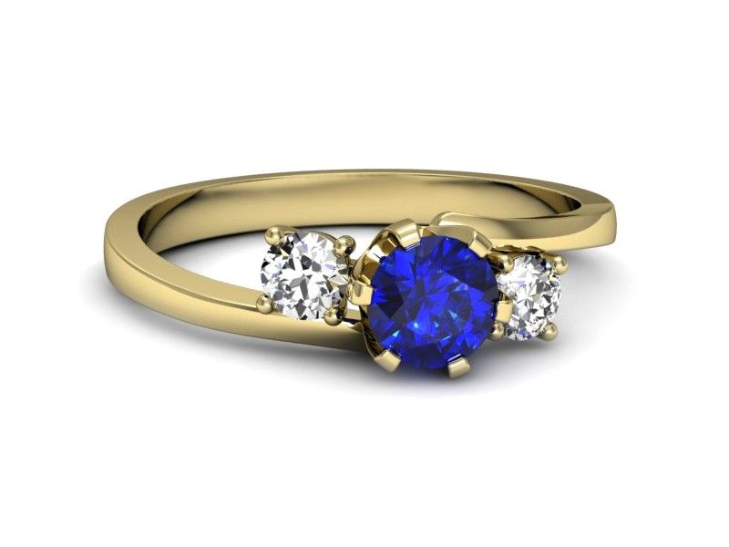 Złoty pierścionek z szafirem i diamentami - p16375zszc - 2