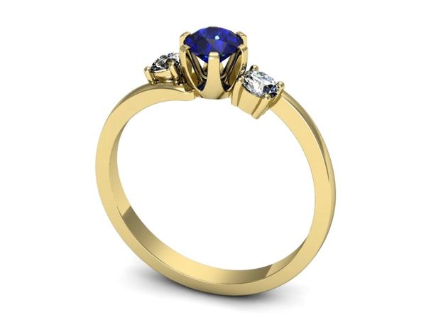 Złoty pierścionek z szafirem i diamentami - p16375zszc