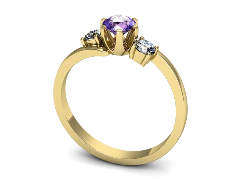 Pierścionek z tanzanitem i brylantami żółte złoto - p16375zt — zdjęcie 3
