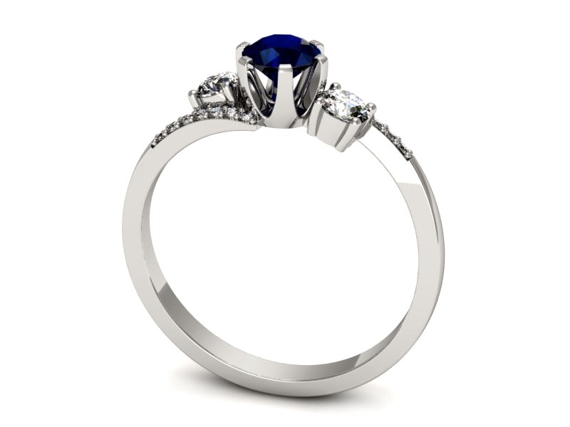 Pierścionek z szafirem i brylantami białe złoto - p16376bsz — zdjęcie 3