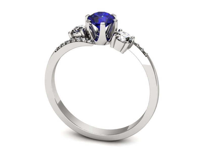 Pierścionek z szafirem i brylantami białe złoto - p16376bszc — zdjęcie 3