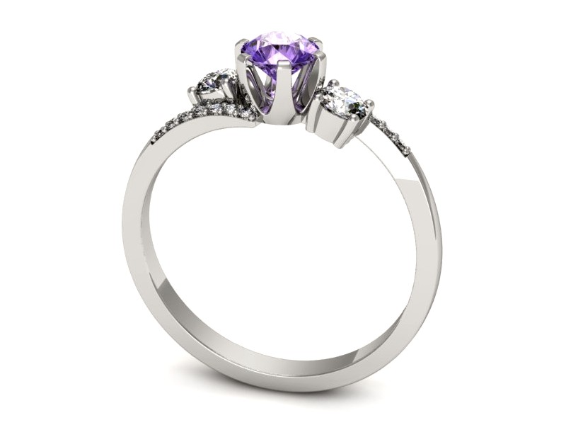 Pierścionek z tanzanitem białe złoto i brylantami - p16376bt — zdjęcie 3