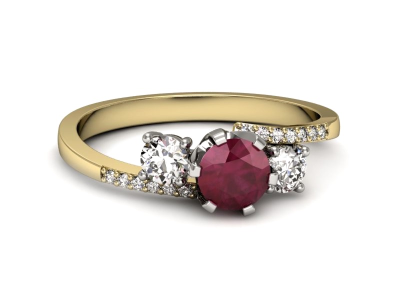 Pierścionek z rubinem i diamentami - p16376zbr — zdjęcie 2