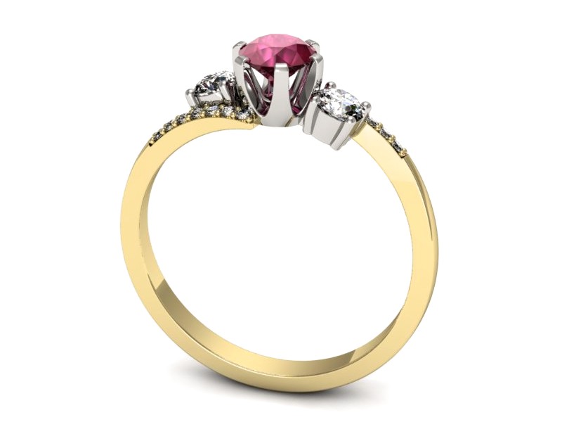 Pierścionek z rubinem i diamentami - p16376zbr — zdjęcie 3