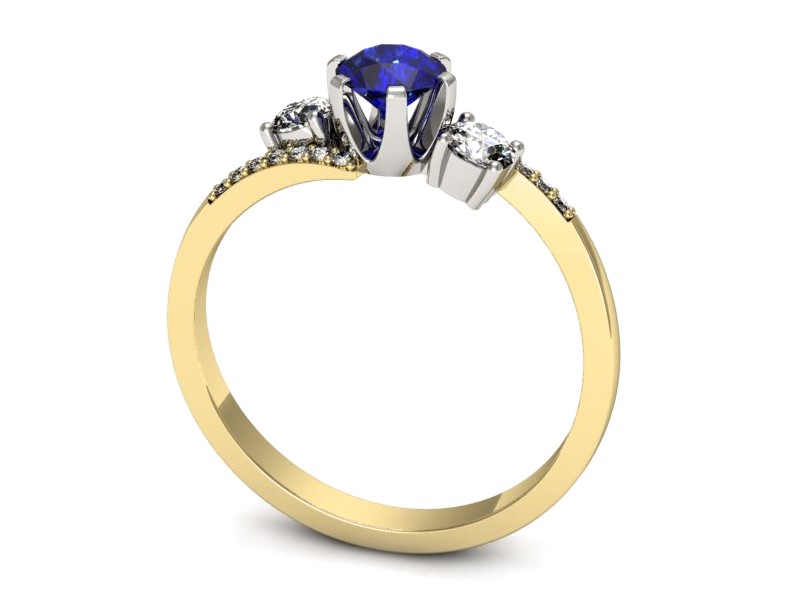 Pierścionek z szafirem i diamentami - p16376zbszc — zdjęcie 3
