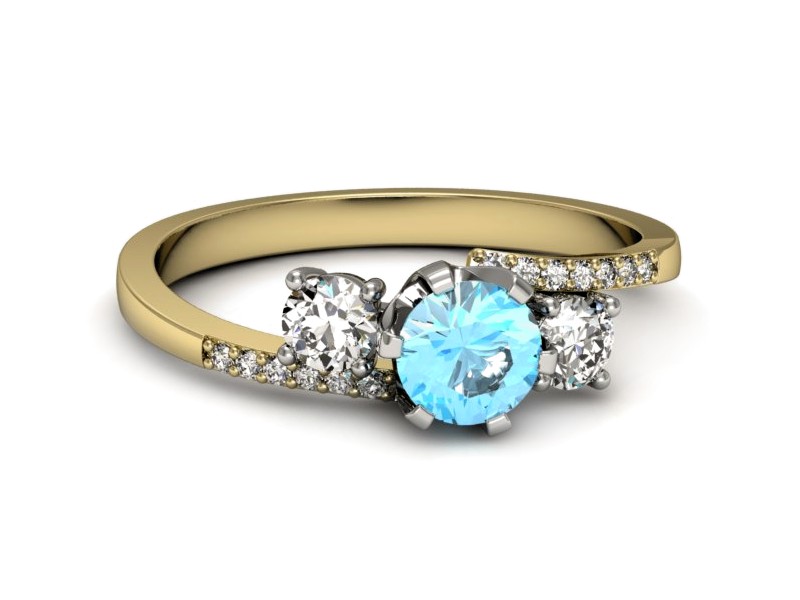 Pierścionek z topazem i brylantami - p16376zbtp — zdjęcie 2