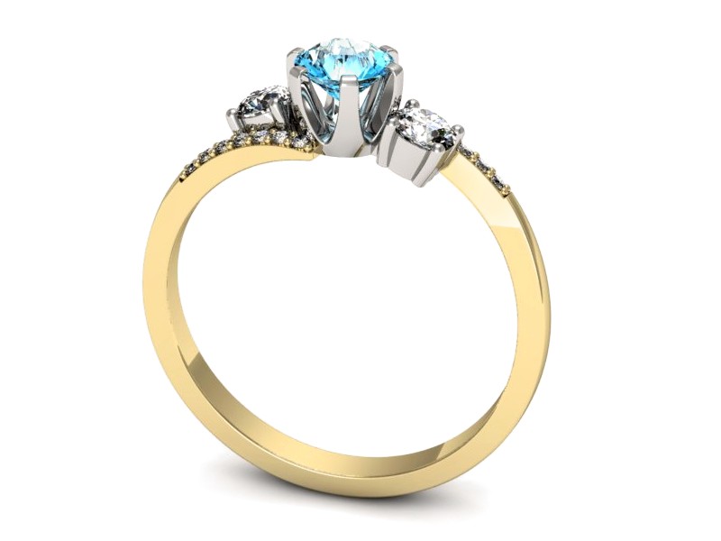 Pierścionek z topazem i brylantami - p16376zbtp — zdjęcie 3
