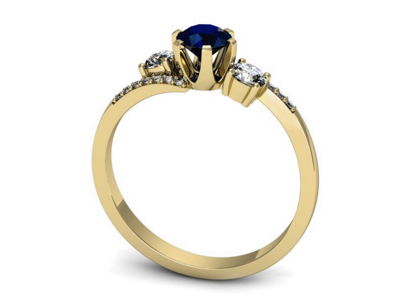Złoty pierścionek z szafirem i brylantami - p16376zsz — zdjęcie 3