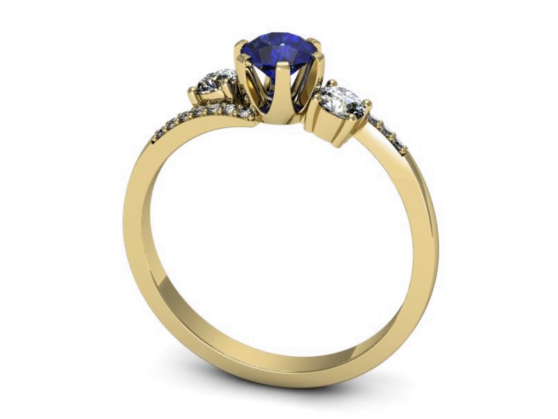Złoty pierścionek z szafirem i brylantami - p16376zszc — zdjęcie 3