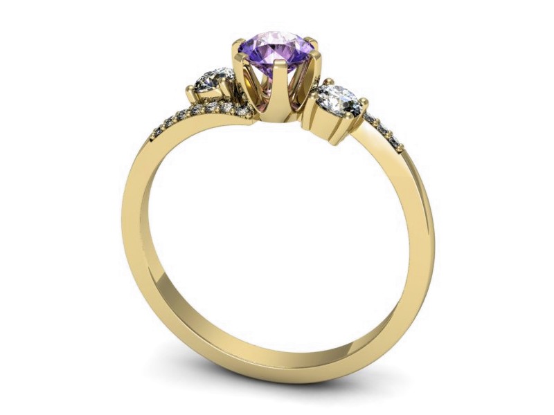 Pierścionek z tanzanitem i brylantami żółte złoto - p16376zt — zdjęcie 3