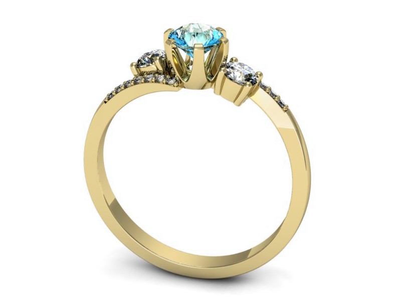 Złoty pierścionek z topazem i brylantami - p16376ztp — zdjęcie 3