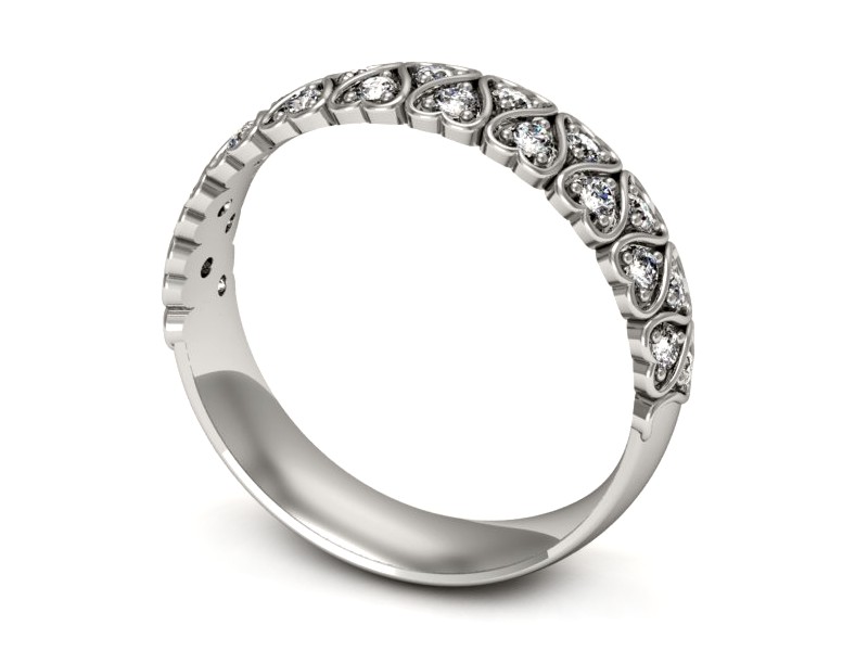 Pierścionek obrączka z brylantami białe złoto - p16377b — zdjęcie 2