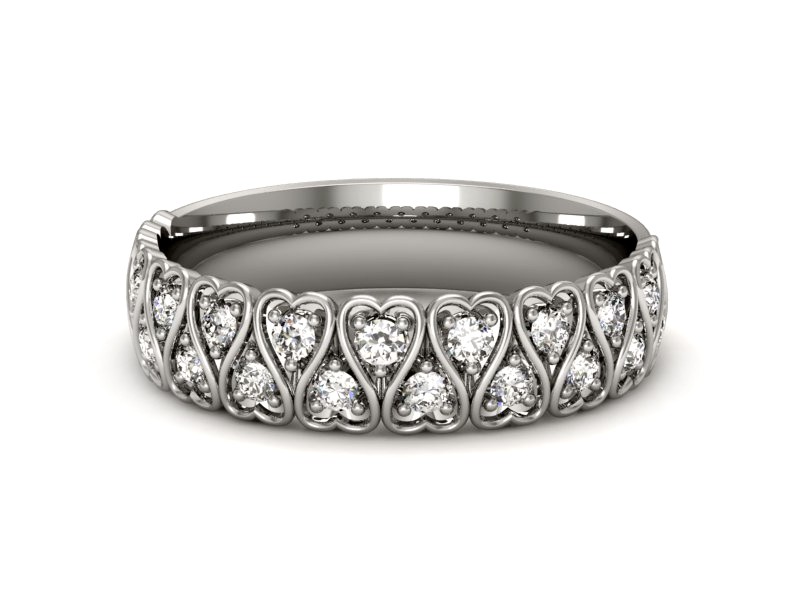 Pierścionek obrączka z brylantami białe złoto - p16377b — zdjęcie 3